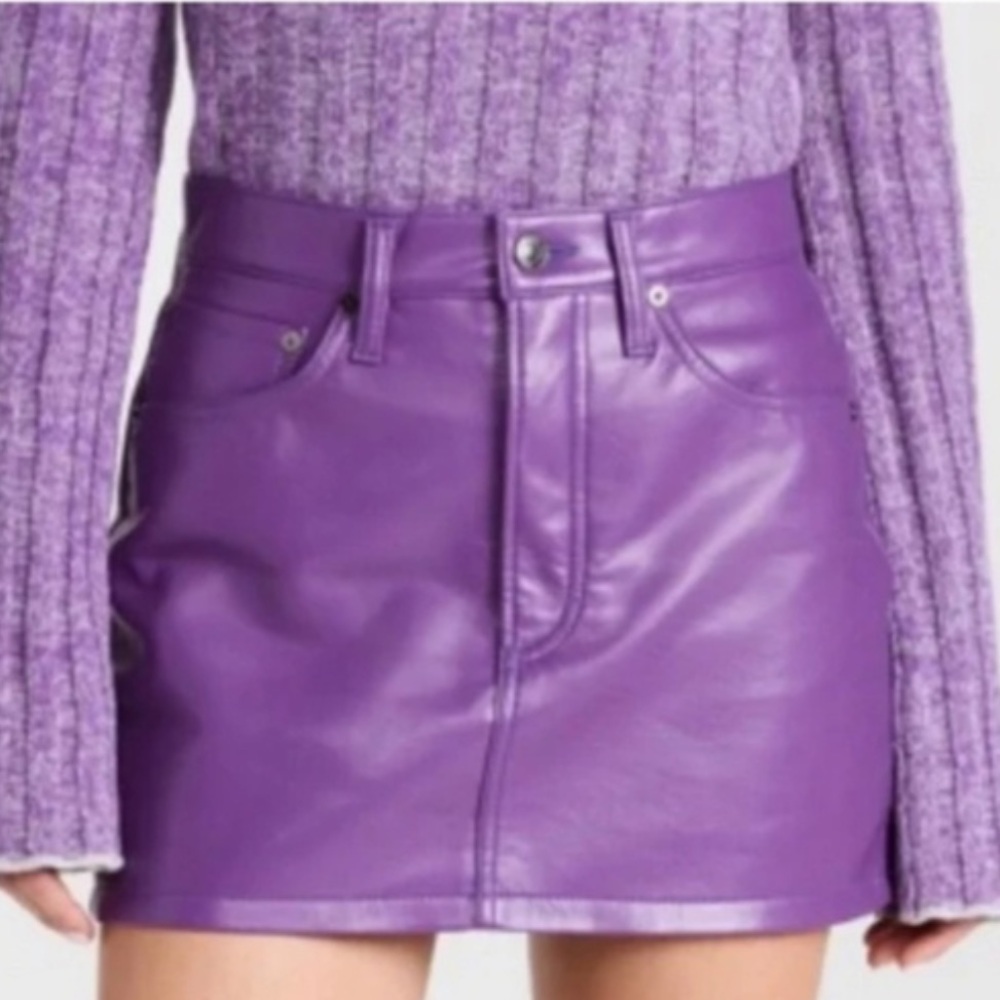 Agolde leather blend purple mini skirt